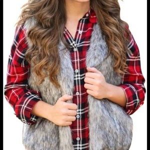 Ci Sono by Cavalini Grey Fur Vest